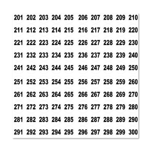 Zahlenaufkleber 201-300 25mm