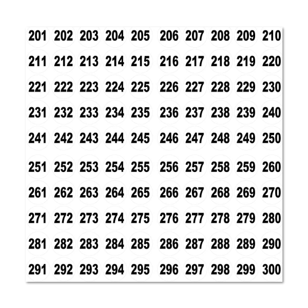 Zahlenaufkleber 201-300 25mm