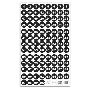 Zahlenaufkleber Ø 25 Millimeter - weiße Ziffern auf schwarz - Vinylaufkleber