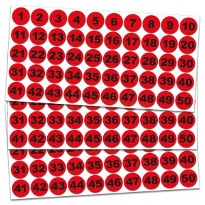 Zahlenaufkleber schwarz rot 20 mm rund geschnitten