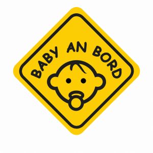 Baby an Bord Aufkleber in Gelb und Schwarz, 10 × 10 cm