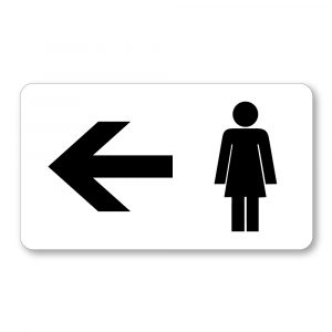 WC Toilette Hinweis Aufkleber Frau Pfeil nach links