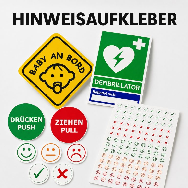 Hinweisaufkleber bei 4-prints