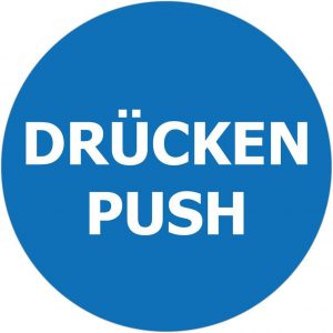 Ziehen Drücken Türaufkleber blau10 cm