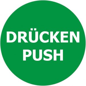 Ziehen Drücken Türaufkleber grün 10 cm
