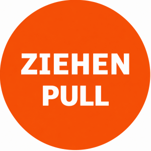 Ziehen Drücken Türaufkleber orange 10 cm