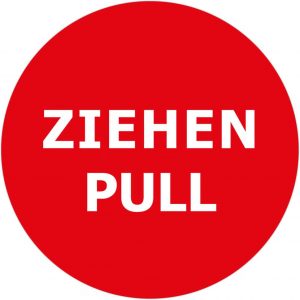 Ziehen Drücken Türaufkleber rot 10 cm